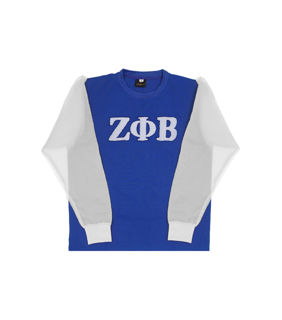 Zeta Phi Beta Organza Sleeve Blouse with Chenille Embroidery