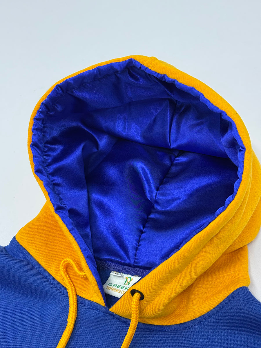 Sigma Gamma Rho Embroidered Hoodie – Royal Blue & Gold Satin-Lined Hood, Sorority Hoodie