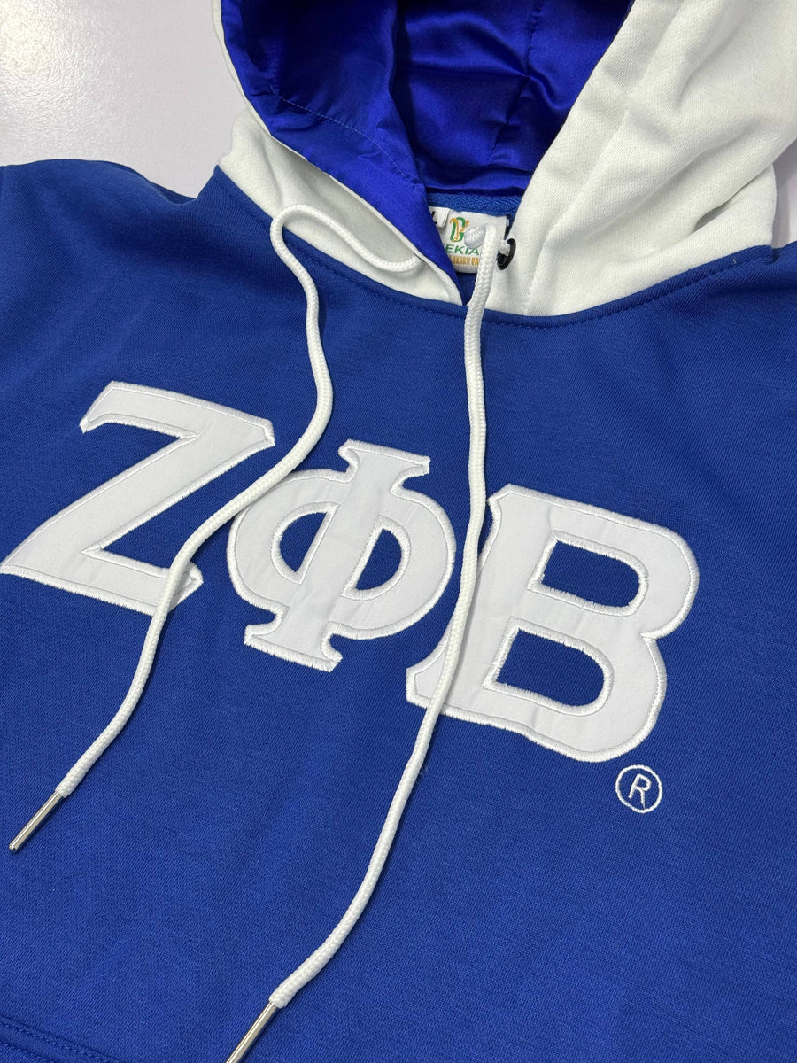 Zeta Phi Beta Embroidered Hoodie – Royal Blue Satin-Lined Hood, Full Sleeves Sorority Hoodie