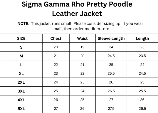 Sigma Gamma Rho Pretty Poodle Leather Jacket