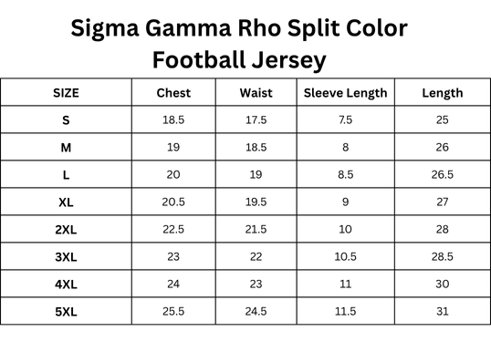 Sigma Gamma Rho Split Color Football Jersey