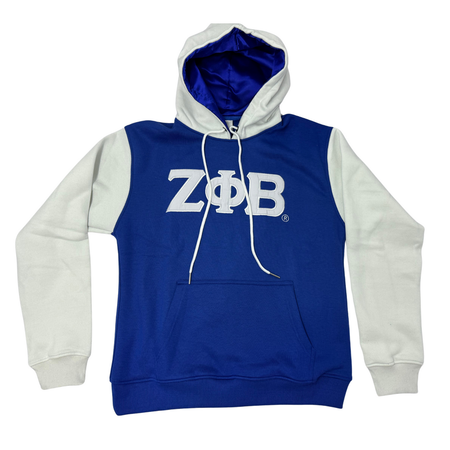 Zeta Phi Beta Embroidered Hoodie – Royal Blue Satin-Lined Hood, Full Sleeves Sorority Hoodie