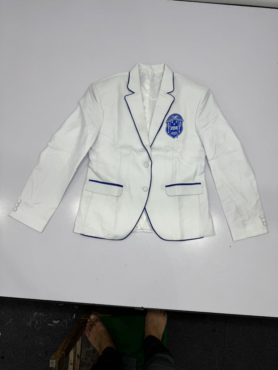 Zeta Phi Beta Rowing Business Blazer, ZPB  Blue Piping & Crest Blazer