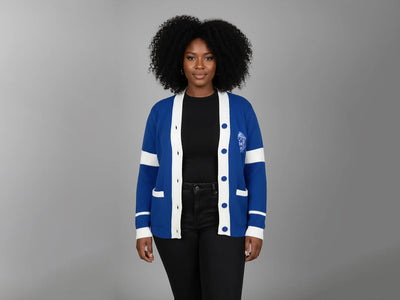 Zeta Phi Beta Striped Knitted Cardigan Sweater
