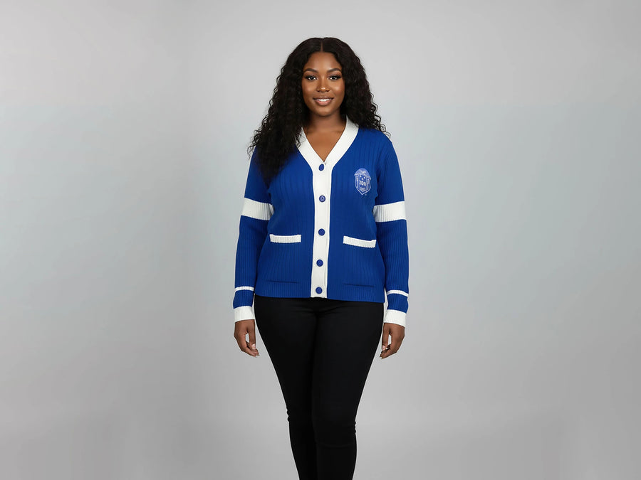 yxngbratzSサイズニット Zeta Phi Beta Striped Knitted Cardigan Sweater – Greekian