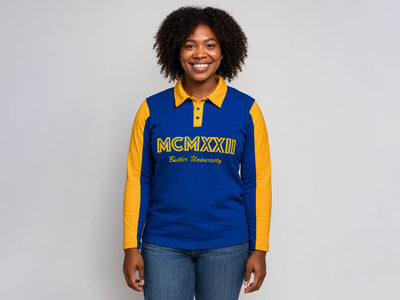 Sigma Gamma Rho Racer Pullover| Embroided Polo Long Sleeve Shirt
