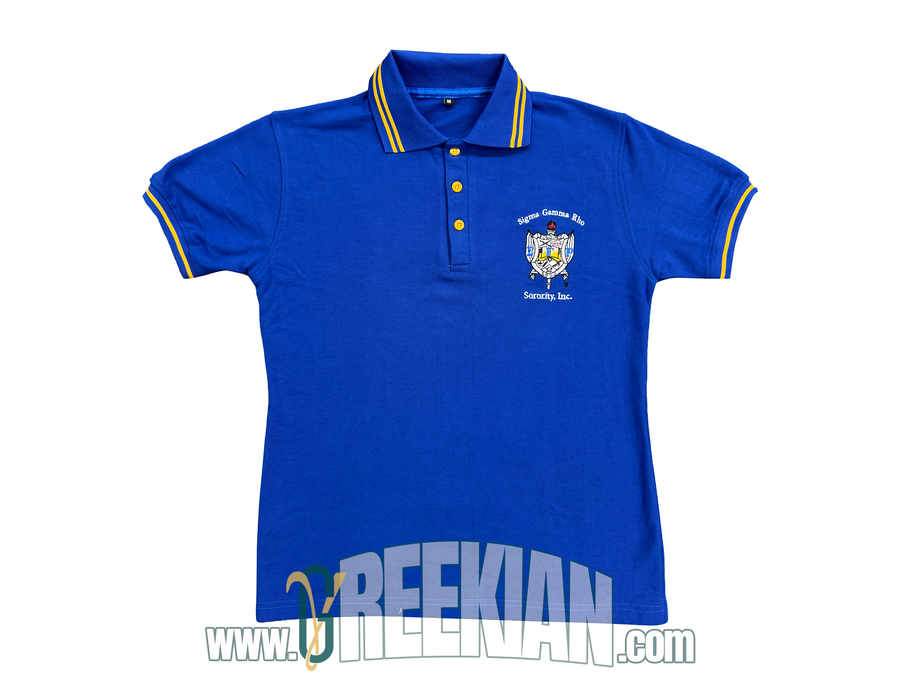 Sigma Gamma Rho Polo Shirt | SGRho Royal Blue Golden Tee |  SGRho Gift