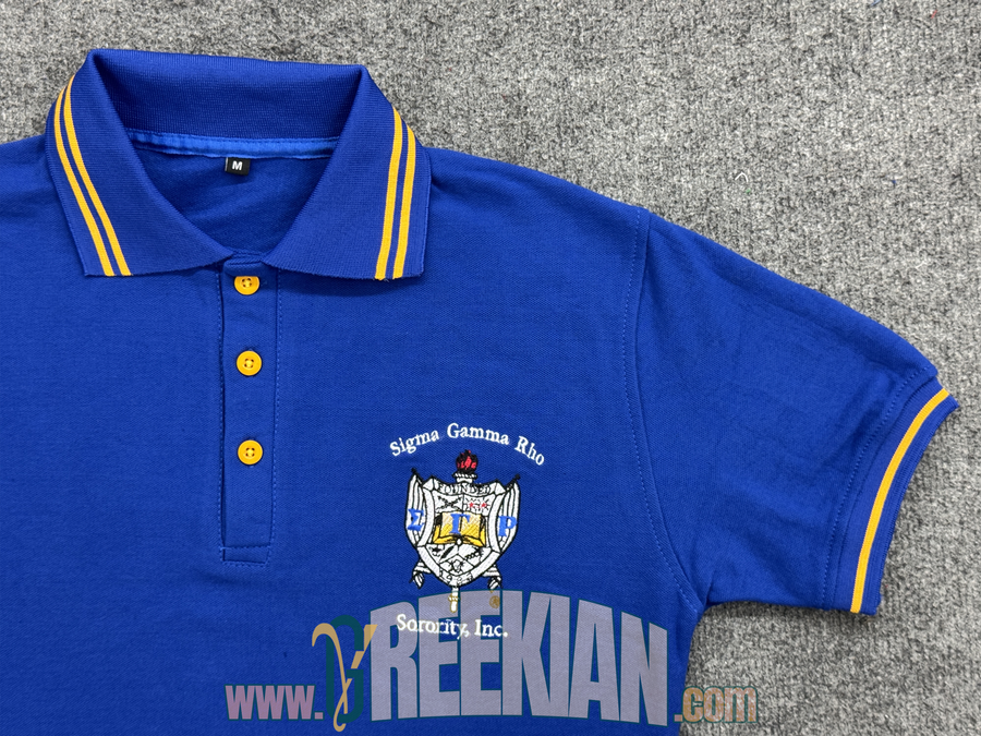 Sigma Gamma Rho Polo Shirt | SGRho Royal Blue Golden Tee |  SGRho Gift