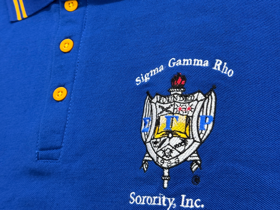 Sigma Gamma Rho Polo Shirt | SGRho Royal Blue Golden Tee |  SGRho Gift