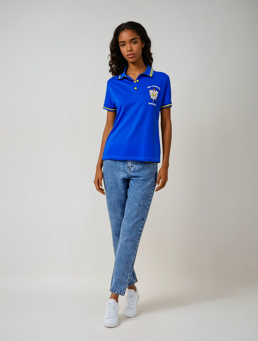 Sigma Gamma Rho Polo Shirt | SGRho Royal Blue Golden Tee |  SGRho Gift