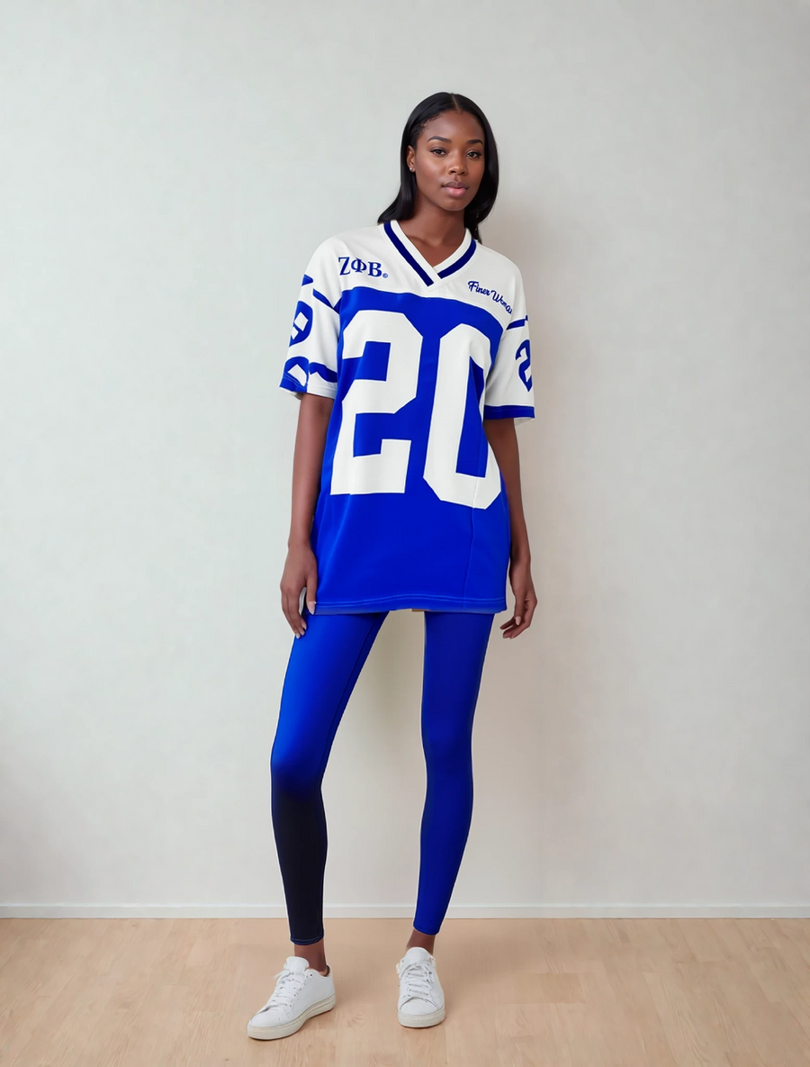Zeta Phi Beta Football Jersey Shirt | ZPB Football Team Shirte V‑Neck Dresse Spor T‑Shirt