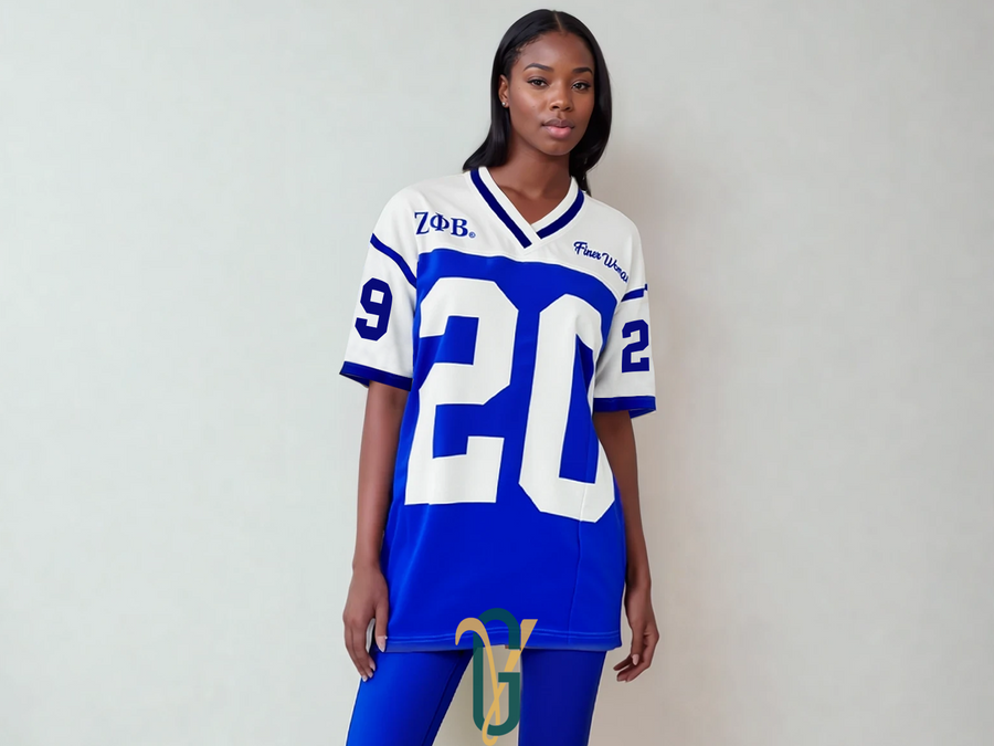 Zeta Phi Beta Football Jersey Shirt | ZPB Football Team Shirte V‑Neck Dresse Spor T‑Shirt